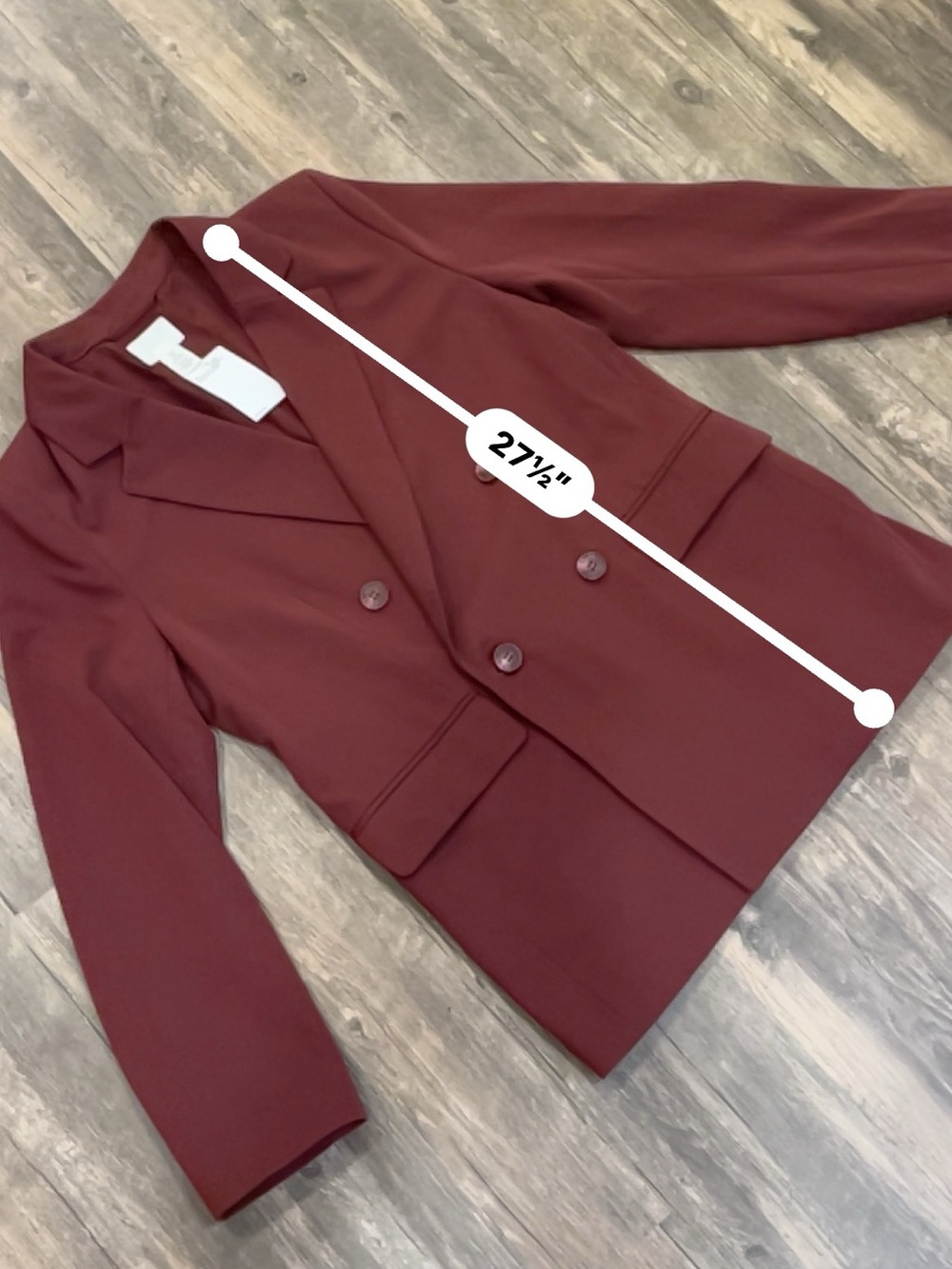 H&M Burgundy Double Breasted Blazer Women’s Small NWT Tailored Jacket - Picture 7 of 7